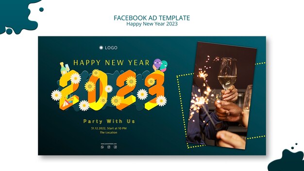 Design del modello di annuncio facebook per il nuovo anno 2023