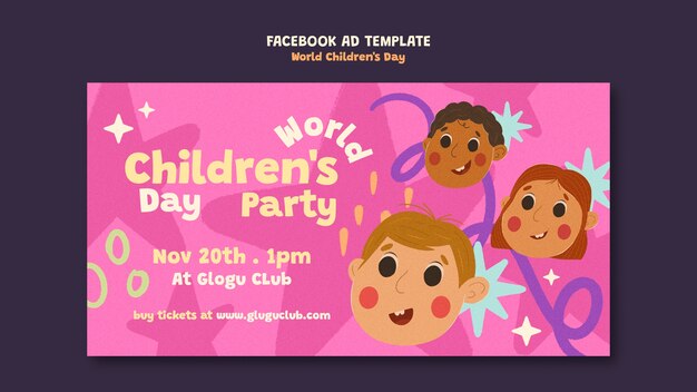 Design del modello di annuncio Facebook per la Giornata mondiale dei bambini