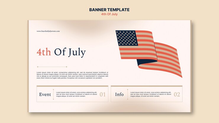 PSD gratuito design del modello di banner del 4 luglio