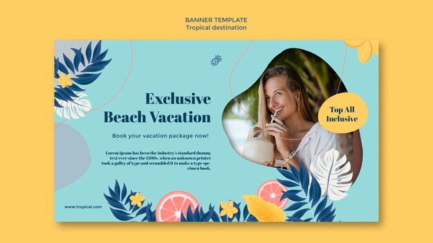 Design del modello di banner di destinazione tropicale