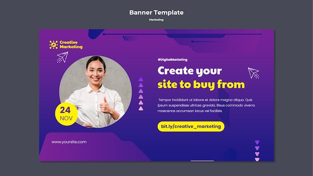 Design del modello di banner di marketing sfumato