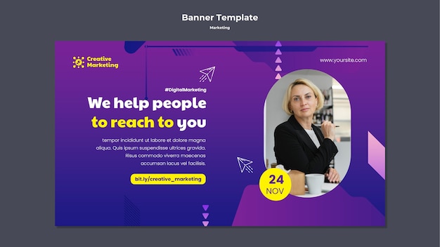 Design del modello di banner di marketing sfumato