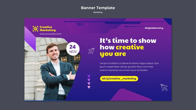 Design del modello di banner di marketing sfumato