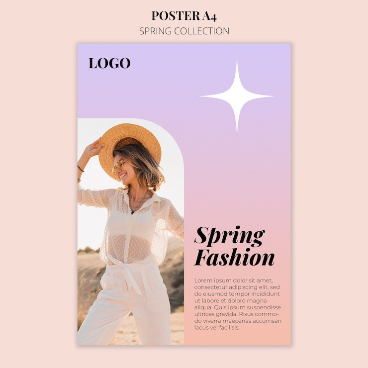 PSD gratuito design del modello di collezione primaverile