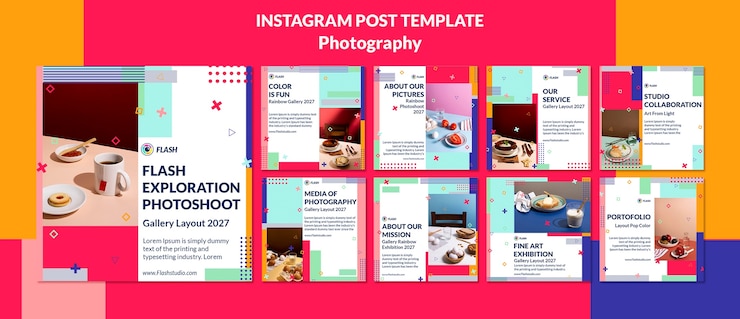 PSD gratuito design del modello di fotografia di design piatto