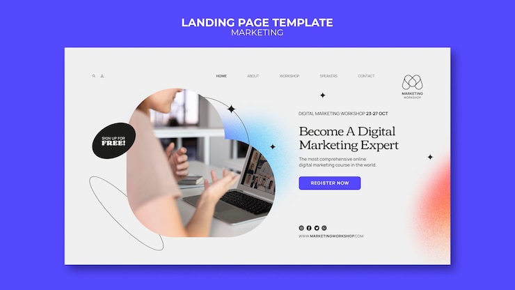 PSD gratuito design del modello di pagina di caricamento del marketing