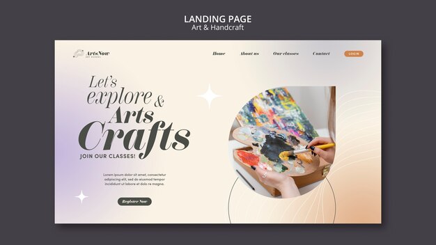 Design del modello di pagina di destinazione per arte e artigianato