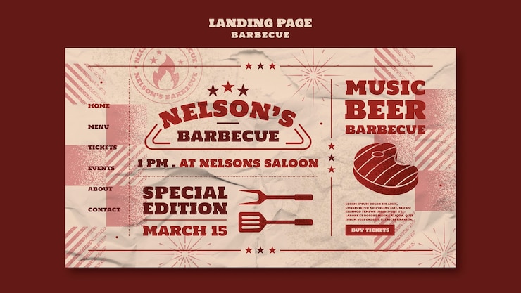 PSD gratuito design del modello di pagina di destinazione per barbecue