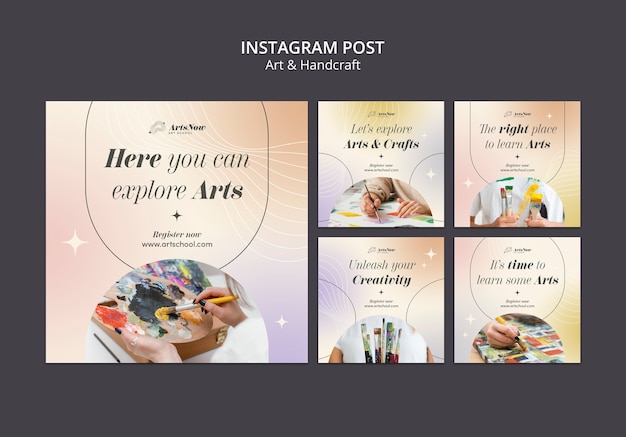 Design del modello di post instagram di arte e artigianato