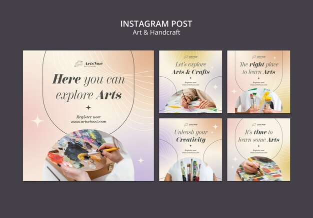 Design del modello di post instagram di arte e artigianato