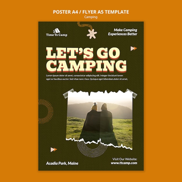 Design del modello di poster da campeggio