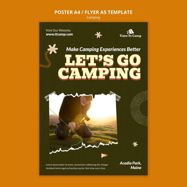 Design del modello di poster da campeggio