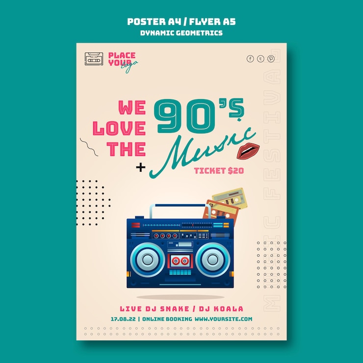 PSD gratuito design del modello di poster di geometrie dinamiche