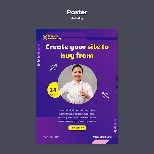 Design del modello di poster di marketing sfumato