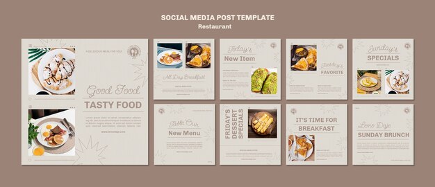 Design del modello di social media di instagram ristorante
