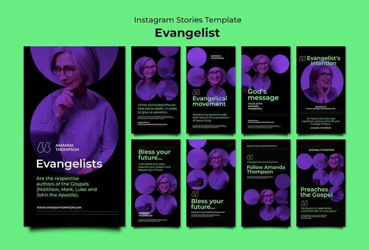 PSD gratuito design del modello di storie di instagram dell'evangelista