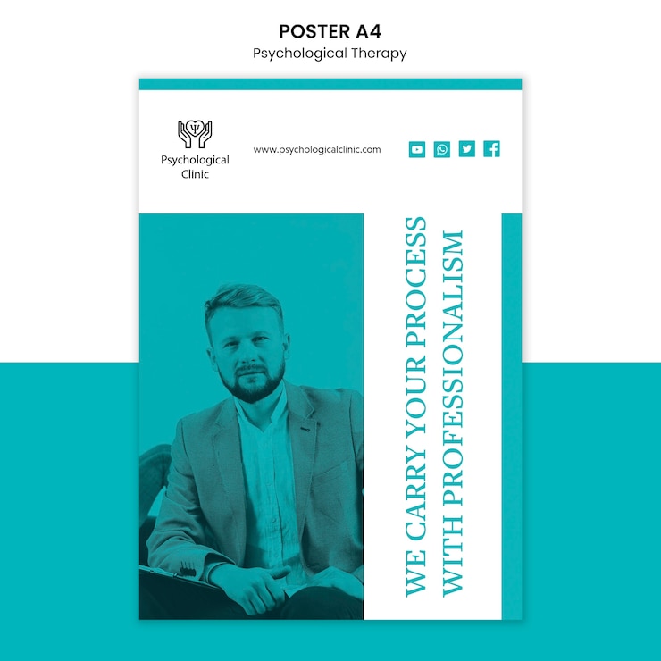 PSD gratuito design del poster di terapia psicologica