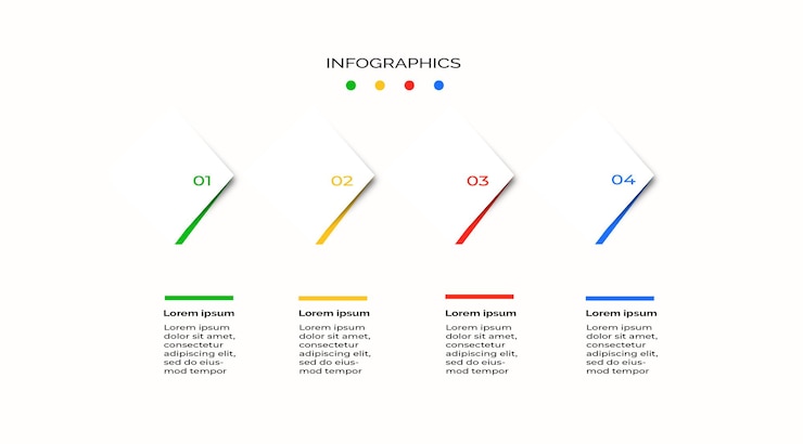 PSD gratuito design della freccia infografica con 4 opzioni o passaggi