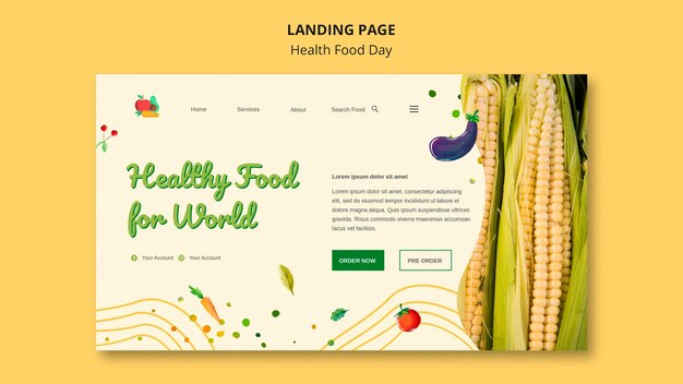 Design della pagina di destinazione del giorno dell'alimento salutare