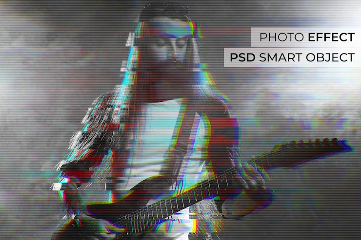 PSD gratuito design effetto foto glitch