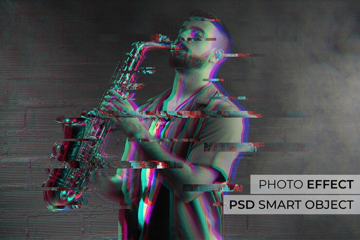 PSD gratuito design effetto foto glitch