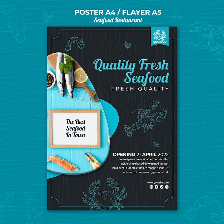 PSD gratuito design flyer ristorante di pesce