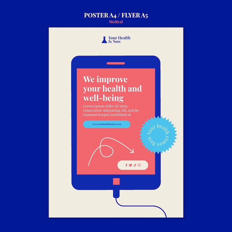 PSD gratuito design minimalista dell'aletta di filatoio della bandiera medica