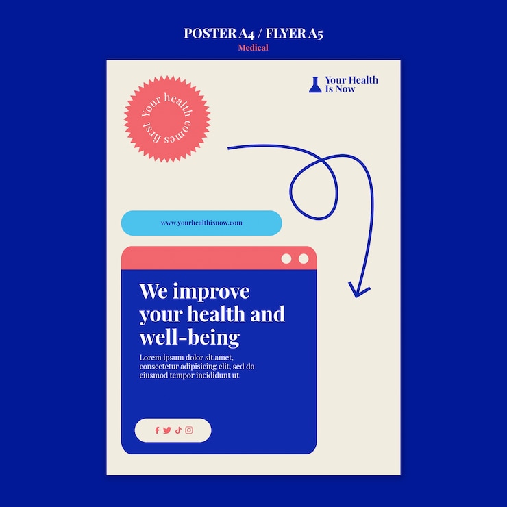PSD gratuito design minimalista dell'aletta di filatoio della bandiera medica