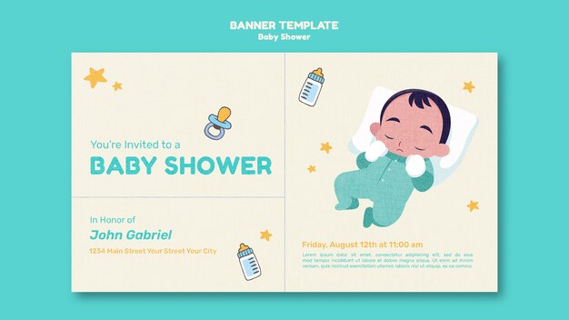Design piatto baby shower modello banner design