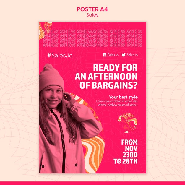 Design piatto del modello di poster di vendita