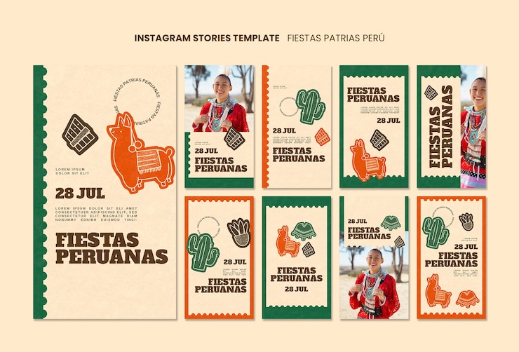 PSD gratuito design piatto fiestas patrias storie di instagram
