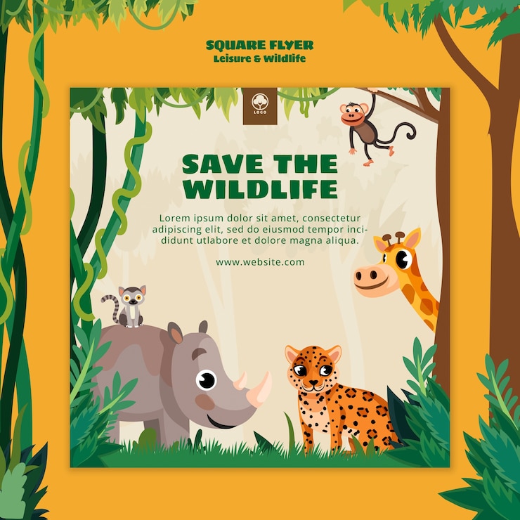 PSD gratuito design piatto per il tempo libero e il design del modello della fauna selvatica