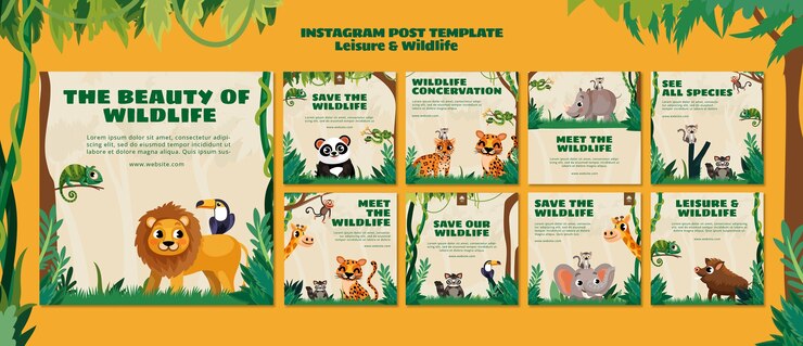 PSD gratuito design piatto per il tempo libero e il design del modello della fauna selvatica