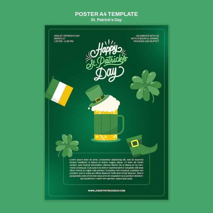 PSD gratuito design piatto st. modello giorno di san patrizio