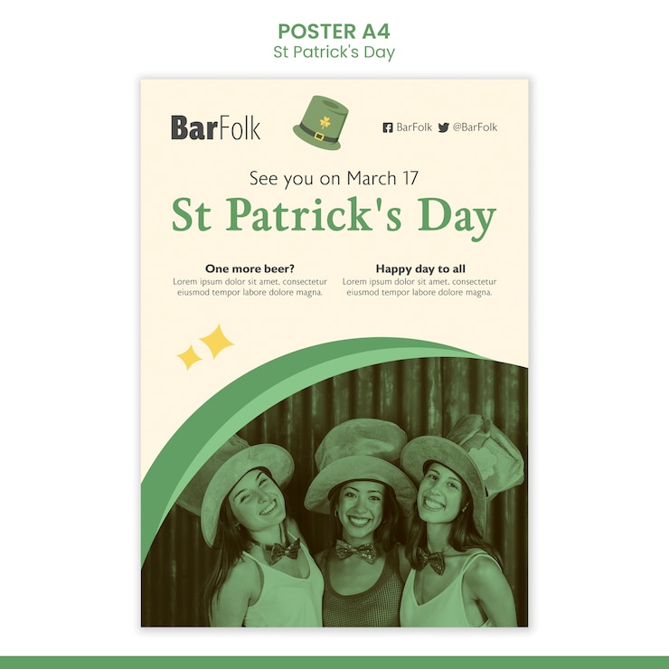 PSD gratuito design piatto st. modello giorno di san patrizio