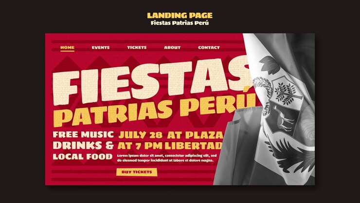 PSD gratuito design realistico del modello di fiestas patrias peru