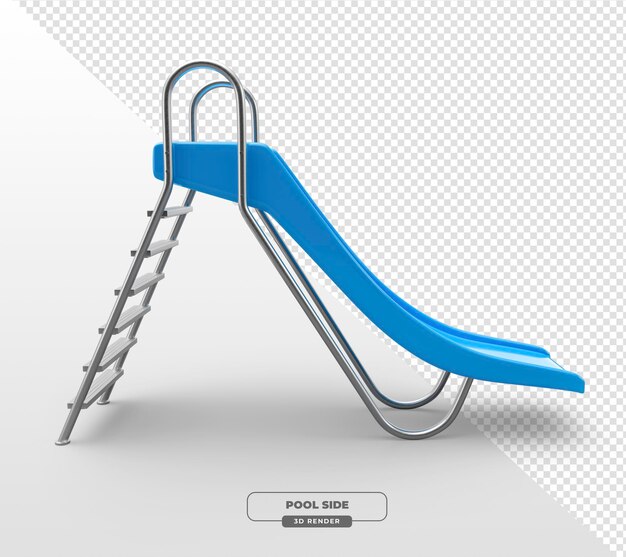 Deslizamiento de agua azul con escalera en 3D con fondo transparente