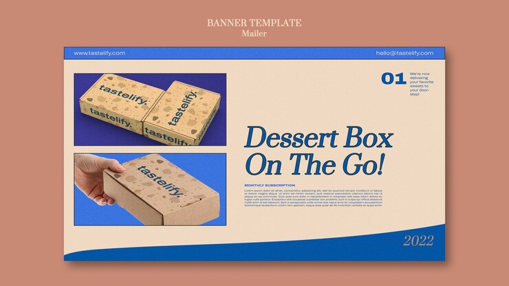 PSD Gratis dessert box banner template