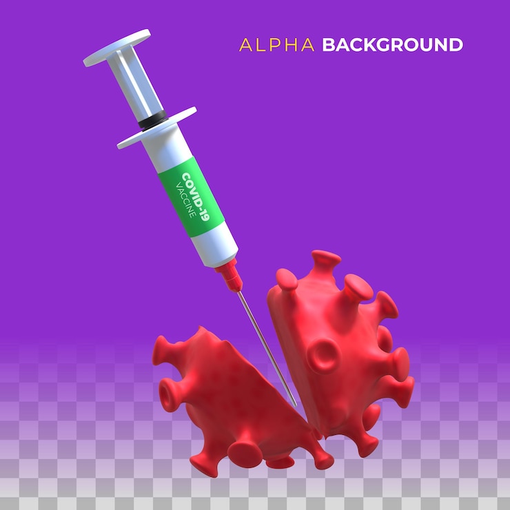 PSD Gratis destroying coronavirus with the vaccine. 3d illustration