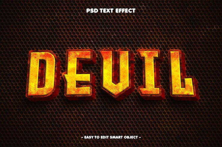 PSD Gratis devil text effect on rusted background