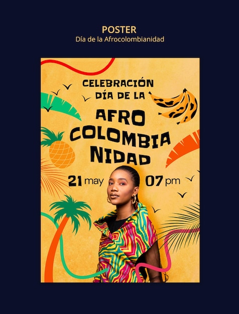 Dia de la afrocolombianidad diseño de plantillas