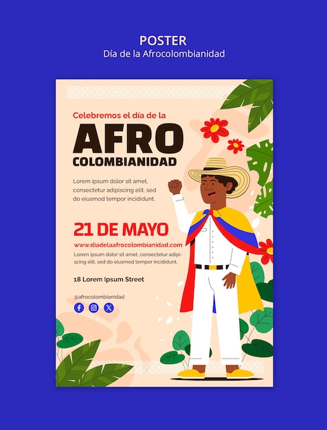 Dia de la afrocolombianidad diseño de plantillas