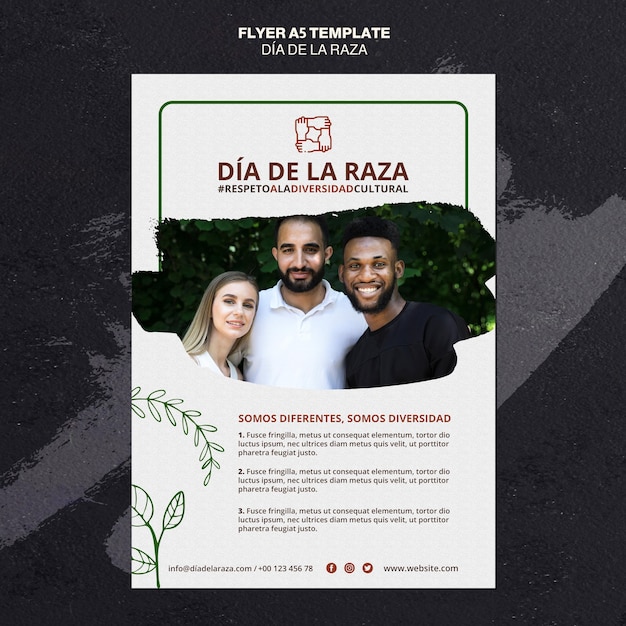 Gratis PSD dia de la raza flyer-sjabloon met foto