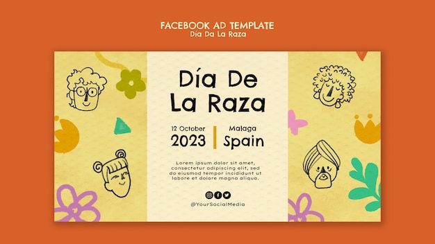 Gratis PSD dia de la raza sjabloonontwerp