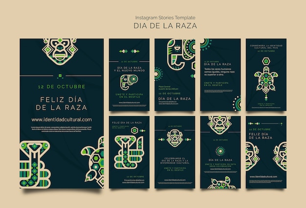 Gratis PSD dia de la raza viering instagram verhalencollectie