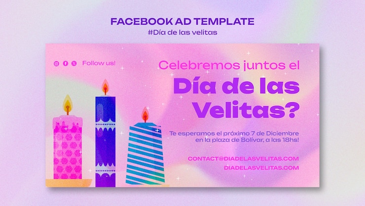 PSD Gratis dia de las velitas celebration facebook template