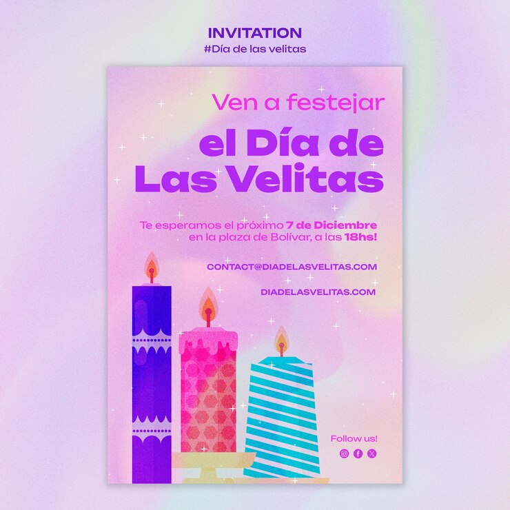 PSD Gratis dia de las velitas celebration invitation template