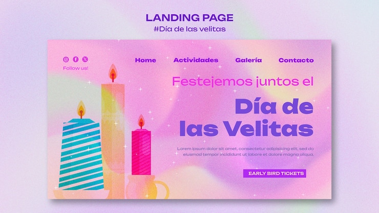 PSD Gratis dia de las velitas celebration landing page