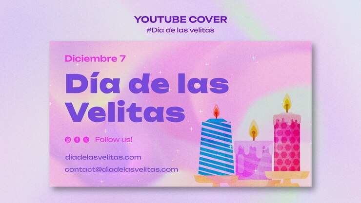 PSD Gratis dia de las velitas celebration youtube cover
