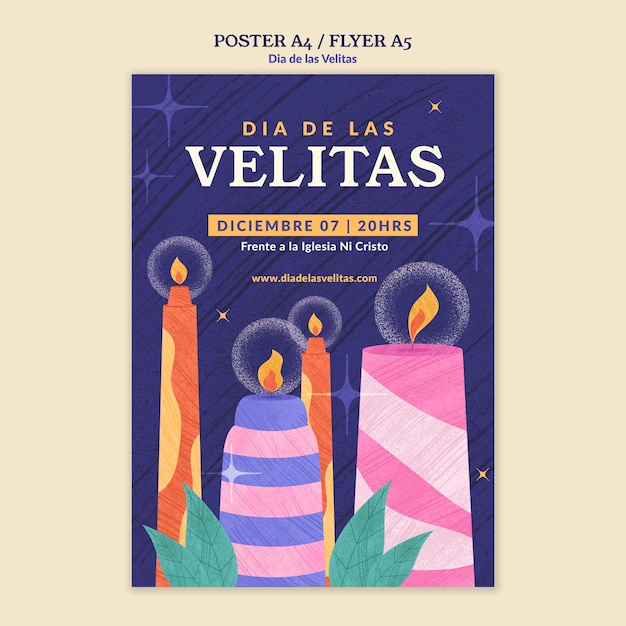 Gratis PSD dia de las velitas sjabloonontwerp